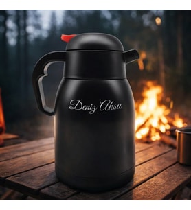 BK Gift Kişiye Özel İsimli Kulplu 5343 Paslanmaz Çelik Termos 1500 ML - Lazer Baskılı, Büyük Kapasiteli Piknik/Kamp Termosu