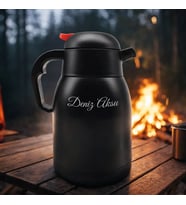 BK Gift Kişiye Özel İsimli Kulplu 5343 Paslanmaz Çelik Termos 1500 ML - Lazer Baskılı, Büyük Kapasiteli Piknik/Kamp Termosu