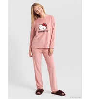 LCW Young Pembe Hello Kitty Kadın Kadife Pijama Takım