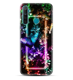 Realme 5i 5 Pro 6i 7 Pro 8 Kılıf Desemli Silikon Butterfly Neon 1684