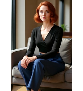 Kadın V Yaka Anvelop Kapamalı Fitted Crop Bluz Cool & Comfort Stiliyle Günlük Kullanım İçin İdeal