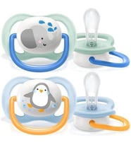 Avent Ultra Air Emzik, Erkek Bebekler için 0-6 Ay, 2'li Paket, Ortodontik Silikon, Geniş Hava Delikli, Mikrodalga Sterilize Edilebilir, BPA İçermez, Taşıma Kutulu, SCF080/05