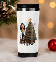 BK Gift Kişiye Özel Kadın Yılbaşı Karikatürlü Çelik Termos Bardak - 13, Yılbaşı Hediyesi, Yeni Yıl Hediyesi