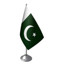 Masa Üstü Pakistan Bayrağı Krom Direk Masa Bayrak Seti