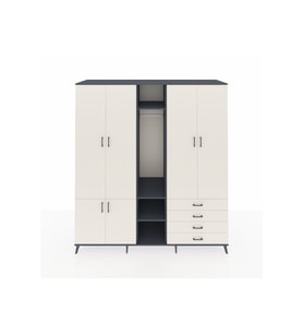 Kronos Dolap 14 Raflı 4 Çekmeceli Tek Askılı 220x59x243 Antrasit-Aytaşı/Aytaşı