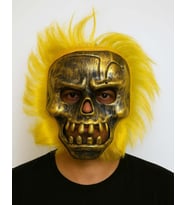 Wild Skull - Bakır Kafatası Sarı Saçlı İskelet Maske