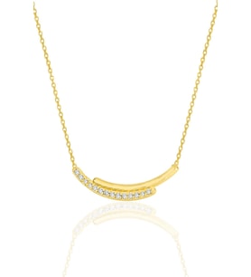 Gümüş altın yaldızlı zirkon taşlı kolye SGTL11975GOLD