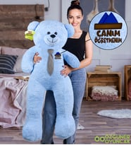 140 Cm Öğretmenler Günü Baskılı  Kravatlı Büyük Ayıcık (%100 Yerli) (Mavi)