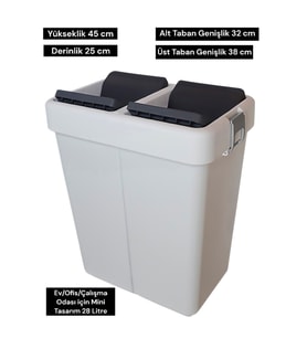 28 Litre Mini Tasarım Çöp Kutusu, Ofis ve Ev İçin Şık ve Pratik