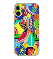 PrintiFy iPhone 12 Pro Max ile Uyumlu Retro Color 6  Kamera Korumalı Şeffaf  Kılıf