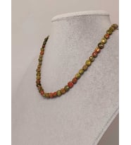 Unakit Taşı YASSI Faset Kesim Kolye 6x4mm (Sabit Klipsli)