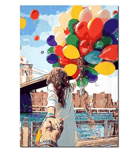Ahşap Tabloretro Balon Ve Sevgili Şekilli Görsel (35x50 Cm Boyut)