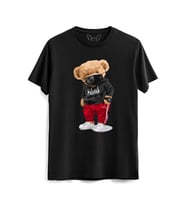 Hello Rap Tedy Bear Siyah Tshirt