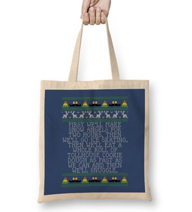 Snow Angels Elf Quote Christmas Knit Bez Çanta Uzun Saplı