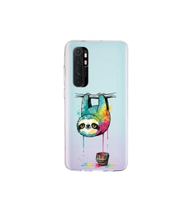 Xiaomi Mi Note 10 Lite ile Uyumlu Splash Tembel Hayvan Tasarımlı Şeffaf Silikon Kılıf