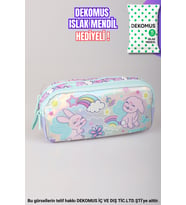 "DEKOMUS ISLAK MENDİL HEDİYELİ"  "FLUFFY BUNNY KOLEKSİYONU" KALEM ÇANTASI