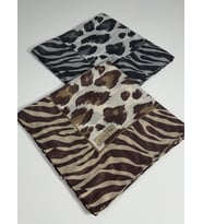 İndia Leopar Desen 2'li Sorti  Eşarp -6294 (Gri-Taba)