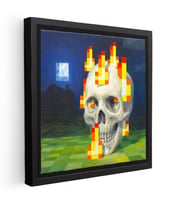 Kare Kanvas Tablo Skull On Fire Minecraft Tablosu Ev Ofis Salon Duvar Dekoru