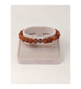 Dumanlı Kuvars Taşlı Rudraksha Tohum Unisex Bileklik 8mm