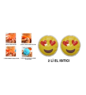 KALPLİ EMOJİ ŞEKİLLİ CEP SOBASI,EL ISITICI,2 ADET SICAK SU TORBASI PVC  9cm