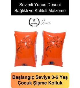 Yunus Desenli Güvenli 3-6 Yaş Çocuklar İçin Yüzme Kolluk Deniz Havuz Şişme Kolluğu Yüzücü Hava Odalı