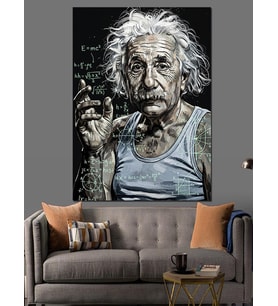 Albert Einstein Ve Formüller Dekoratif Kanvas - Mdf Ahşap Tablo