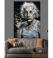 Albert Einstein Ve Formüller Dekoratif Kanvas - Mdf Ahşap Tablo