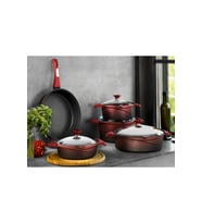 Aryıldız Flipper Kırmızı Siyah Cam Tencere Set