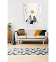 Beyaz Güneşin Doğuşu Sunset Leke Tutmaz Kadife Kumaş Duvar Örtüsü Duvar Halısı Tapestry