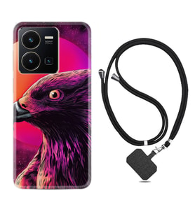 Vivo Y35 Kılıf Silikon Boyun Askılı İpli Desenli Silikon Red Eagle 1752