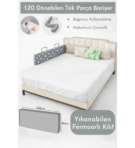Miralay Yeni Nesil Yatak Bariyeri 120 cm Gri Yıldız - Boyalı