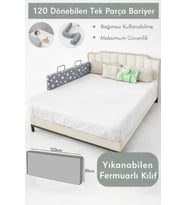 Miralay Yeni Nesil Yatak Bariyeri 120 cm Gri Yıldız - Boyalı