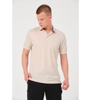 Erkek Düz Renk Cepli Polo Yaka Tişört T-shirt