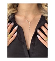 Baget & Damla Zirkon Sallantılı Kolye – Paslanmaz Çelik Gold (Altın)