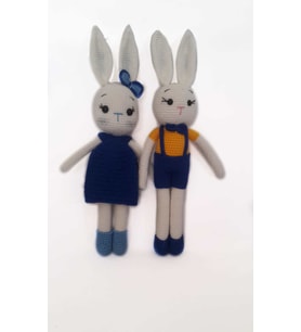 Blue Rabbits Ailesi Amigurumi Organik Oyuncak