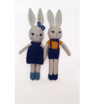 Blue Rabbits Ailesi Amigurumi Organik Oyuncak