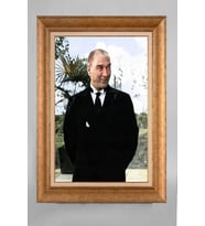 Altın Varaklı Paspartulu Çerçeveli Atatürk Tablo nt1147