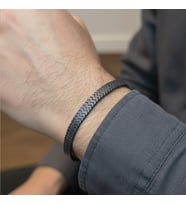 Valmont Accessories Hematit Taşlı Antrasit Erkek Bileklik Mat Zikzak Desenli Minimal Modern Bileklik