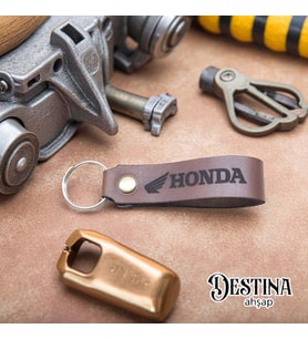 Destina Ahşap Hakiki Deri Anahtarlık Model 3