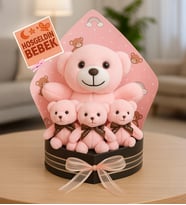 Hoşgeldin Bebek Tasarımlı Peluş Ayıcık Buketi (Model 1)
