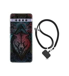 Tcl 10 Plus Kılıf Excode Silikon Ipli Boyun Askılı Desenli Wolf 1658