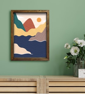 BK Gift Otel Odası Konseptli Doğal Masif Ahşap Çerçeveli Tablo 30x40cm-80