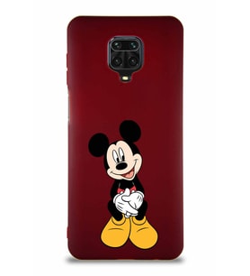 Xiaomi Redmi Note 9 Pro Soft Premier Kapak Mickey Mouse-A Tasarımlı Silikon Kılıf - Mürdüm (Şeffaf)