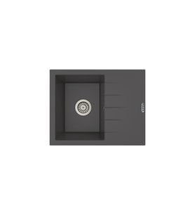 POLEX Cristalüx Granit Eviye P-S60 Tezgah Altı Ve Tezgah Üstü Kare Mutfak Evyesi 60,5x49,5cm (Antrasit)