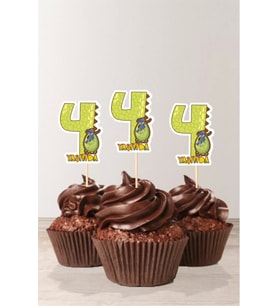 Dinozor Temalı * 4 (dört) Yaşında Cupcake Süsü '10lu