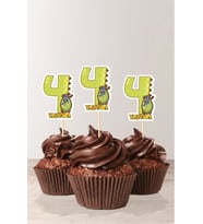 Dinozor Temalı * 4 (dört) Yaşında Cupcake Süsü '10lu