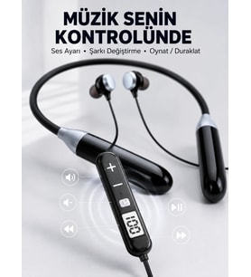 Kablosuz Bluetooth Boyun Kulaklığı Mikrofonlu Müzik Dinleme Çağrı Cevaplama Ses Kontrollü Kulak İçi