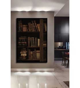 Çerçeve Görünümlü Dekoratif Ahşap Kare Eski Kitaplık Tablosu Ev/Ofis/İşyeri/Salon/Mutfak/Banyo Tablo