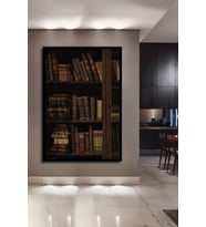 Çerçeve Görünümlü Dekoratif Ahşap Kare Eski Kitaplık Tablosu Ev/Ofis/İşyeri/Salon/Mutfak/Banyo Tablo