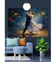 Romantik Dans Eden Çift Dekoratif Kanvas - Mdf Ahşap Tablo